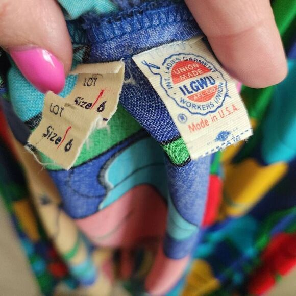 Vintage Midi Dress Jackie Bernard Eklektic Womens 6 Floral Made in USA Fit and F - Picture 6 of 7